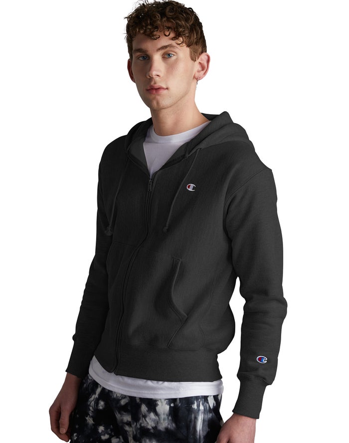 Champion Hoodie Heren - Zwart - Reverse Weave Full Zip C Logo ( 365409-JLD )